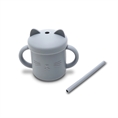 Bicchiere in Silicone con Manico e Cannuccia GREY